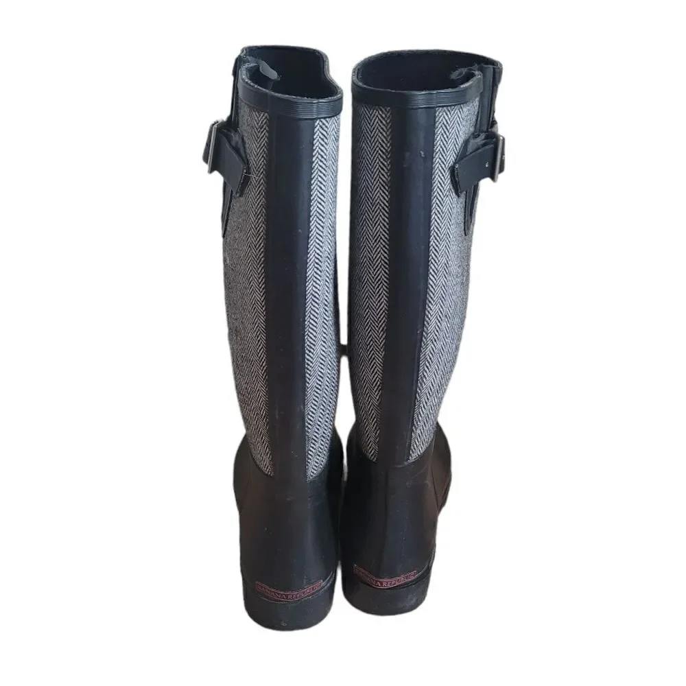 Banana Republic tweed rain boots